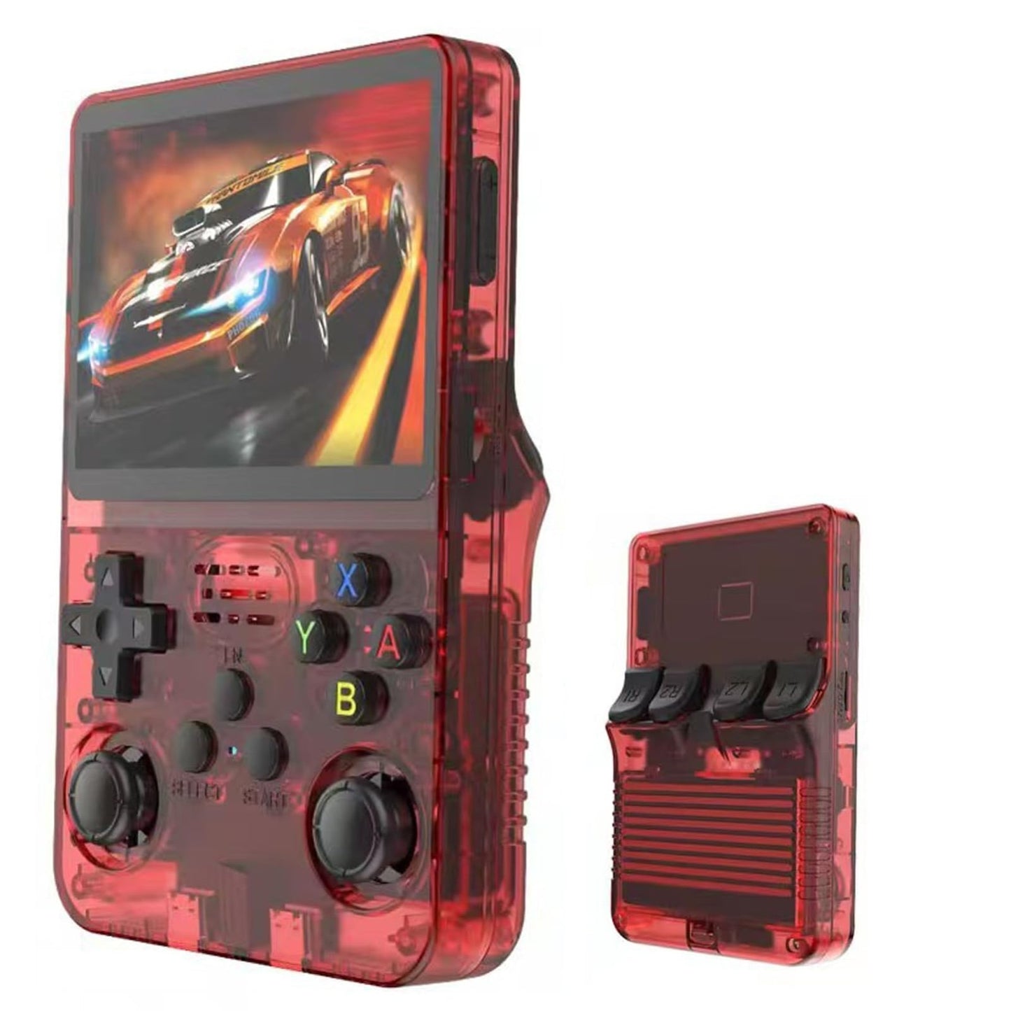 Console rétro portable R36S ROUGE TRANPARENT– 15 000 jeux intégrés – ChangeTheGame.fr